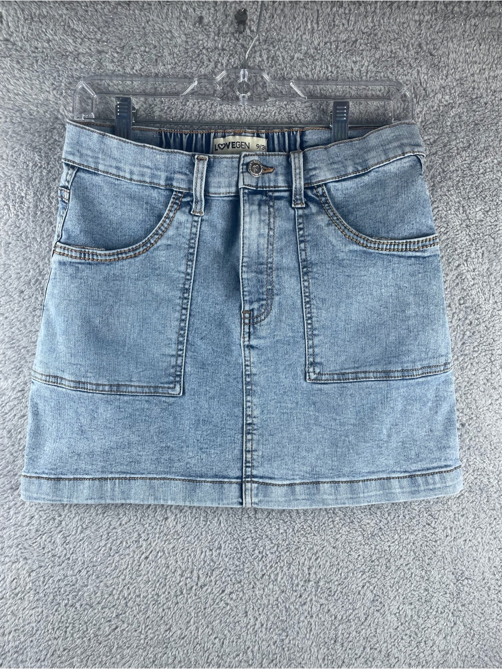 Love Light Blue Denim Pocket Mini Skirt